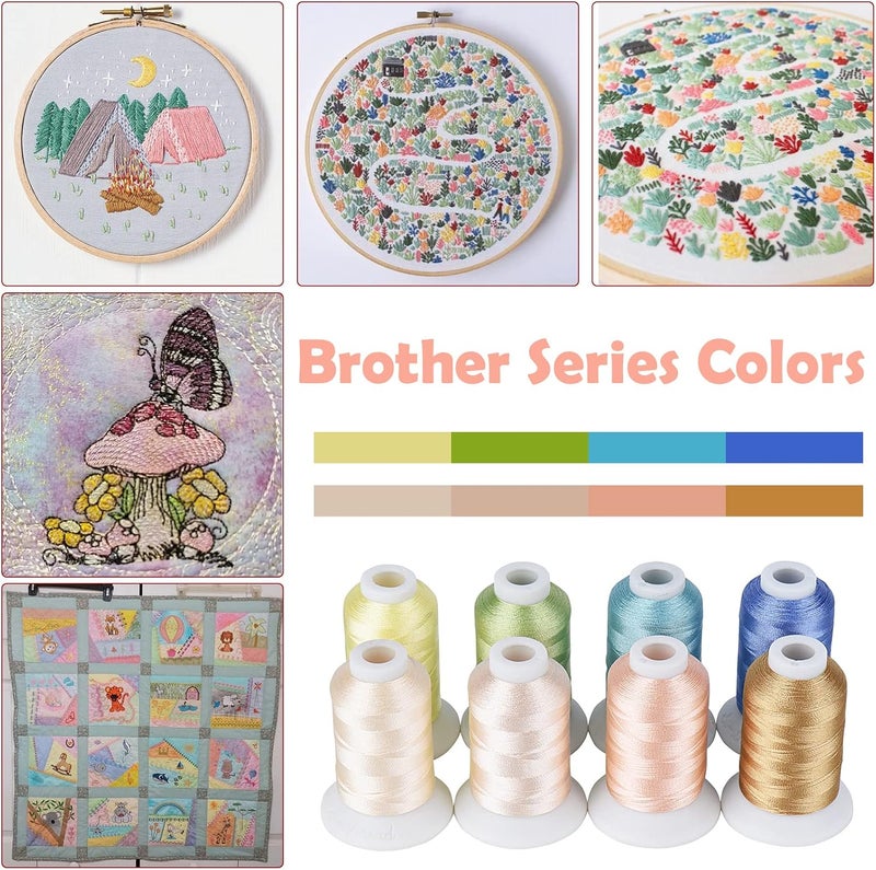 simthread Pastel Embroidery Thread – 8 Shades Compatible with Brother Colors, 550 Yards Each, 40WT Polyester, for Brother, Babylock, Janome, Singer & Other Machines - Image 3